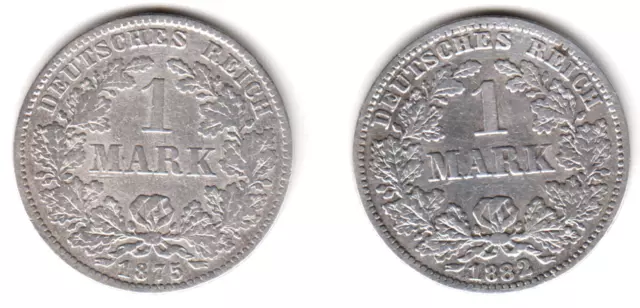 Deutsches Reich, 1 Mark 1875 H, 1882 G