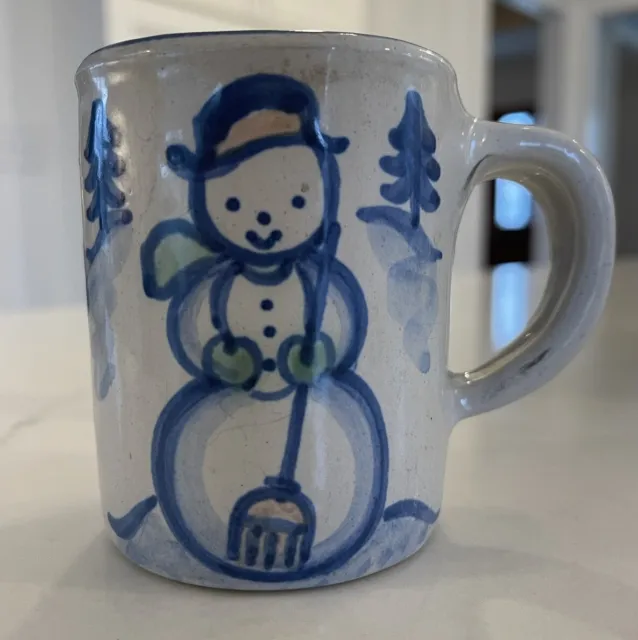 MA Hadley Pottery Snowman Coffee/Tea/Hot Cocoa Cup Mug Signed