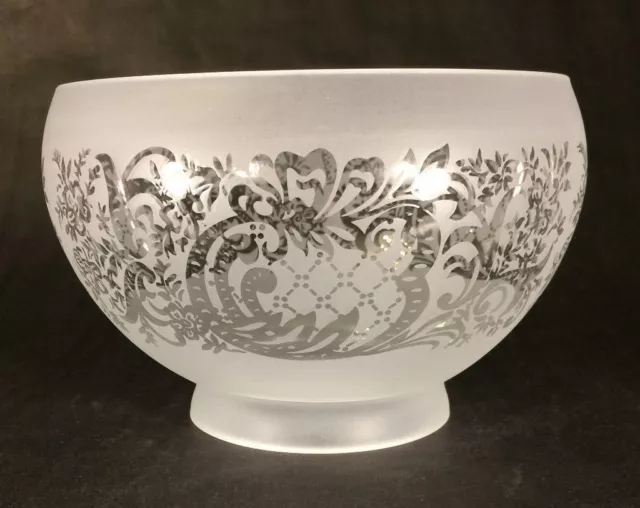 4" fitter FROSTED SATIN ETCHED GLASS  FIXTURE LAMP SHADE CLEAR FILIGREE #FS511I