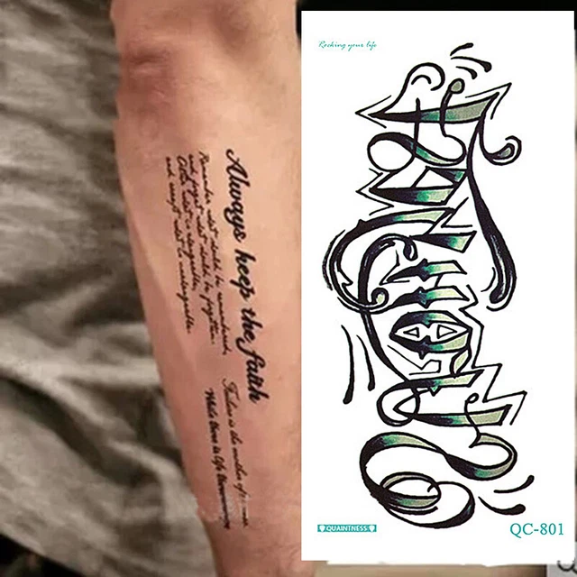 Pegatina de tatuaje patrón de alfabeto inglés transferencia temporal de agua arte corporal nuevo