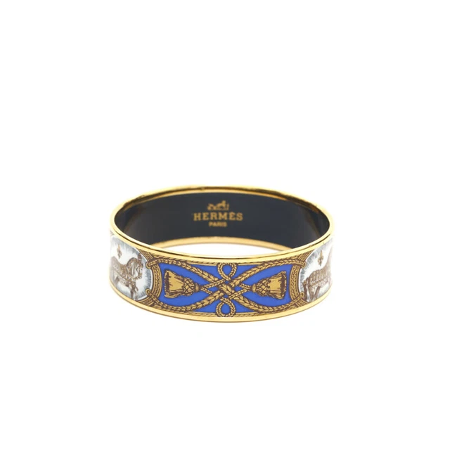 HERMES Bangle Emaille GM Gold × Blue