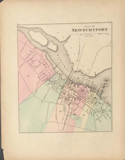 Antique Map Haverhill and Newburyport, MA - OW Gray Atlas of MA 1871