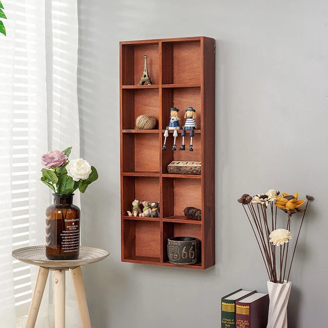 MODERN WALL MOUNTED Floating Shelf CD Keys Storage Rack Wooden Cube