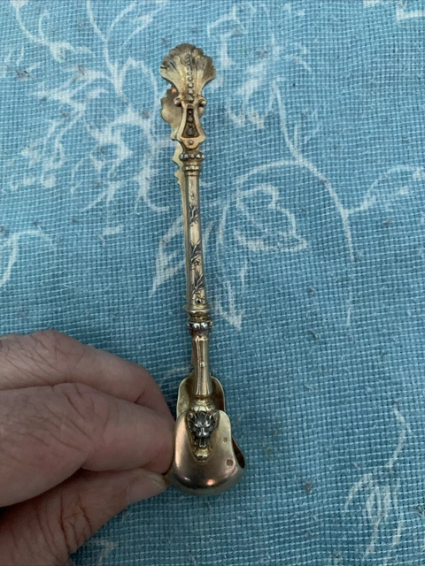 Ancienne Pince à Sucre En Argent Massif (vermeil) – Motif Vieillard – Occasion