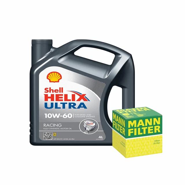 ENGINE OIL 10W60 4L Shell Helix Ultra Racing Mann Oil Filter Service ...