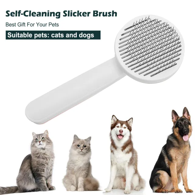 Pet Hair Remover Dog Cat Comb Grooming Massage Deshedding Self Cleaning Brush US 2