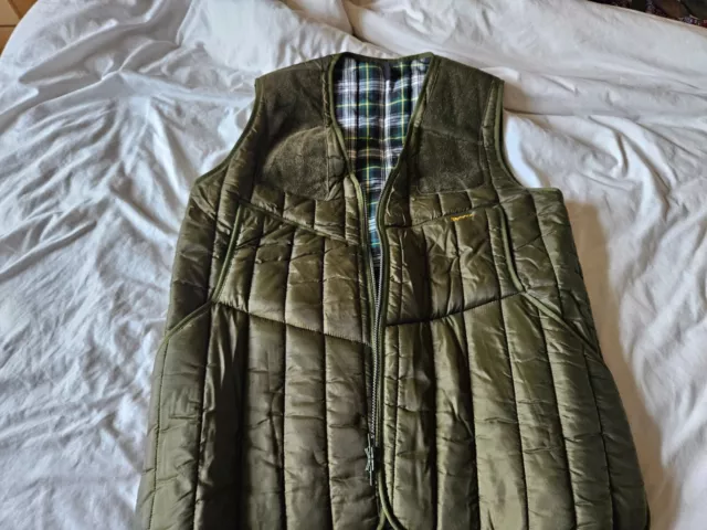 BARBOUR SHOOTING GILET Mens large Green Quilted Vintage Hunting Patch ...