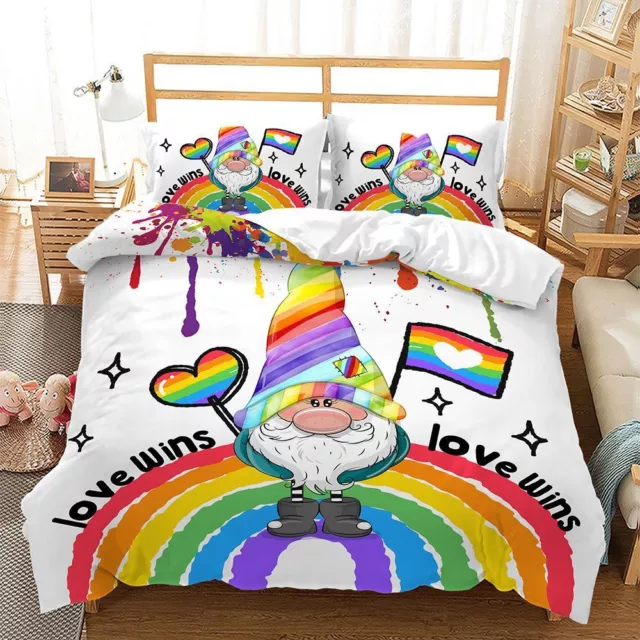 Rainbow Dwarf Watercolor Bedding Set Queen Quilt/Doona Cover Pillowcase