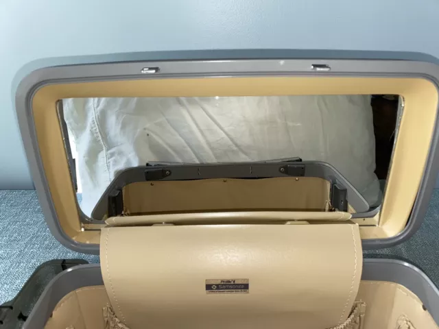 Vtg Samsonite PROFILE II Train Case Gold/Brown Hard Side Shell Makeup Luggage 8