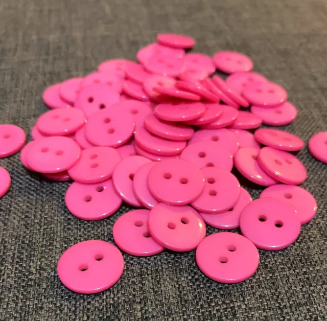 10 X Pink 15mm Two Hole Resin Buttons- Australian Supplier