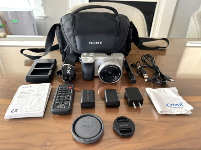 Sony Alpha a6000 Camera Silver Kit +16-50mm Lens w/ Xtras~ MINT ~ 1001 Low Count