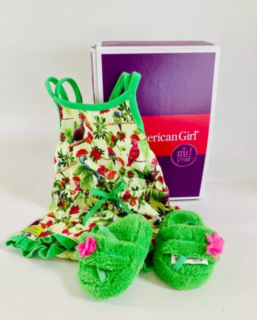 BOX AUTHENTIC AMERICAN GIRL LEA Clark PAJAMAS & SLIPPERS Set OUTFIT GOY RETIRED
