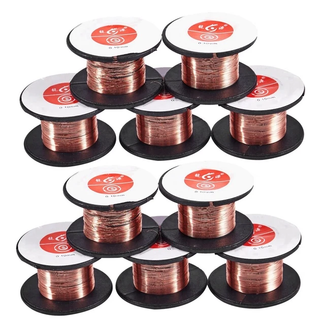 10 Pcs 0.1mm Diameter Copper Soldering Solder Enamelled Reel Wire X5A3