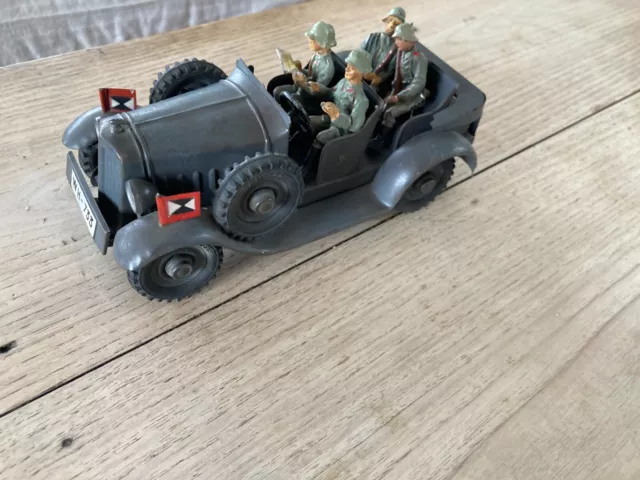 Jouet Hausser 733 Kubelwagen Quatre Soldats Elastolin