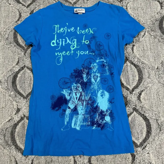 Disney Parks The Haunted Mansion T-Shirt Size Medium Blue