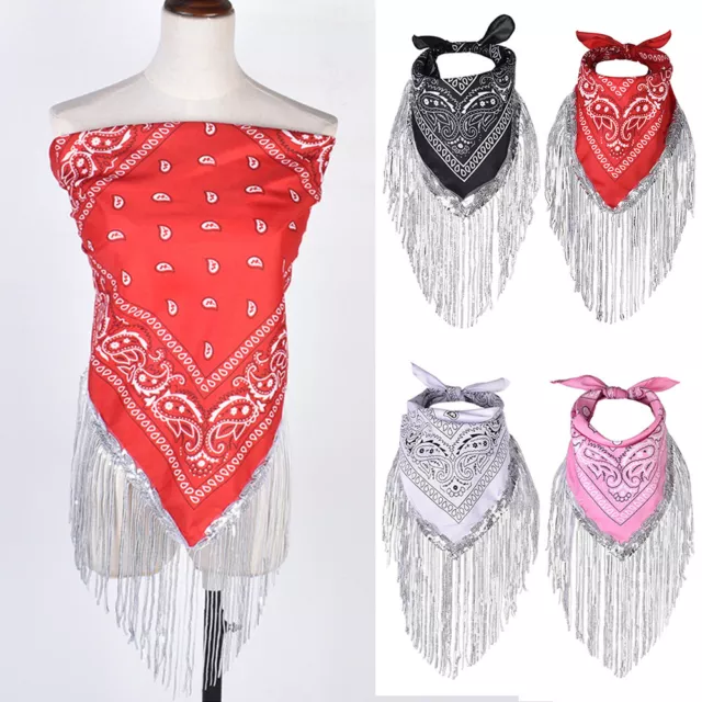 Paillettes Tête Écharpe Frange Bandanas Foulard Multi-Fonctionnel Carré 《