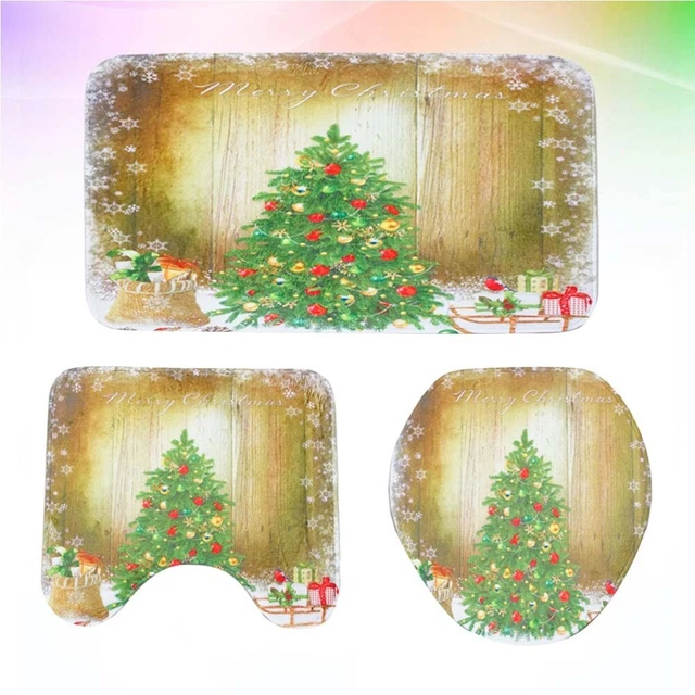 Set Bagno Natalizio: Tappetino, Copriwater E Copriserbatoio Con Tema Babbo Natale, Pupazzo Di Neve O Renna - 2