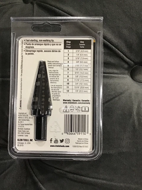 Klein Tools KTSB14 Step Drill Bit #14 | 2 Flutes | 3/16 - 7/8 🌟 2