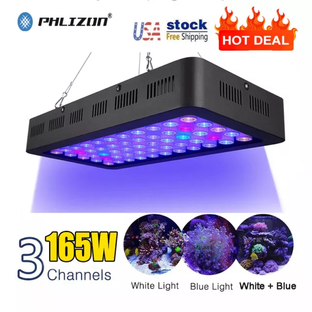 Phlizon 165W Dimmable Full Spectrum Aquarium Lights Fish Tank LED Reef Decor LED
