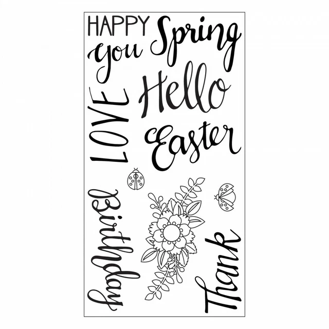 Sizzix Clear Stamp Spring Phrases  10pc Set by Lynda Kanase