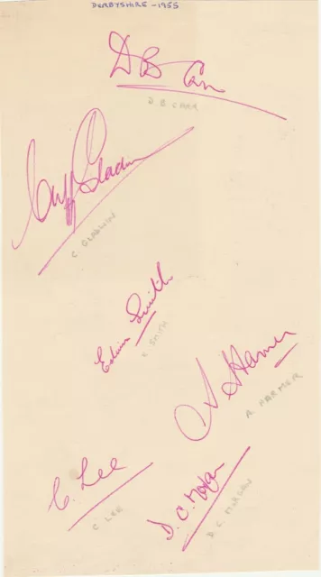 DERBYSHIRE COUNTY CRICKET CLUB 55 SEASON 6 original autographs hand signed page