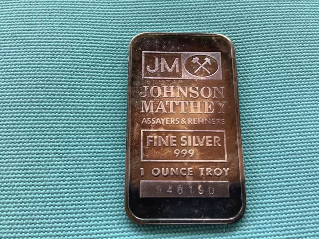 Jm Johnson Matthey Fine 0,999 1 Oz. Lingot Série #948190 3