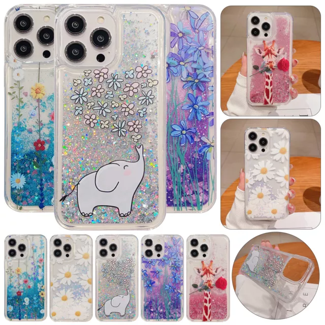 Bling Liquid Glitter Silicone Case Cover For Apple iPhone 15 Pro 14 13 12 11 8 7