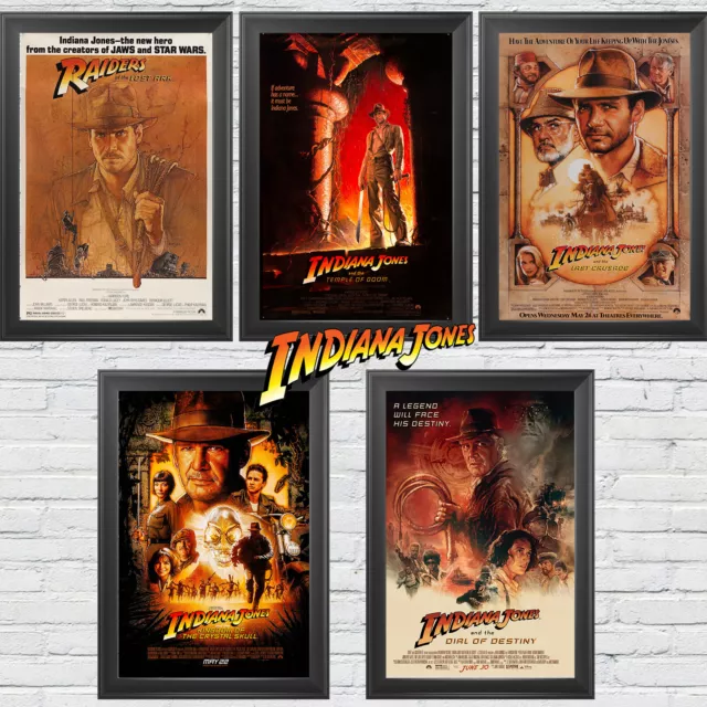 Indiana Jones Movie Posters Set - 12"x18" RAIDERS TEMPLE CRUSADE SKULL DIAL