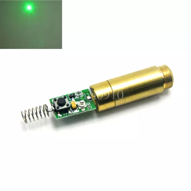 INDUSTRIAL/LAB 3VDC 532nm 10mW 12x50mm Dot Brass Green Laser Diode Module