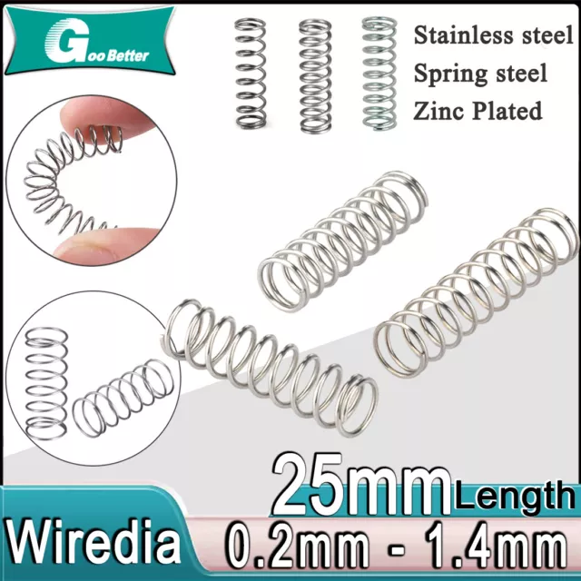 Druckfeder 25 mm Länge，Draht 0,2mm-1,4mm，Φ 1,5-25mm  Stahlfedern，Rückstellfedern