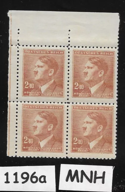 MNH Block Sc #73 Hitler 1942  Bohemia & Moravia  German occupation WWII   #1196a