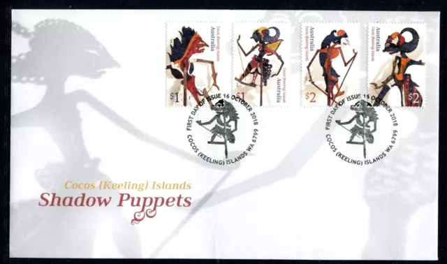 2018 Cocos Island Shadow Puppets (Gummed Stamps) FDC - Cocos Island PMK