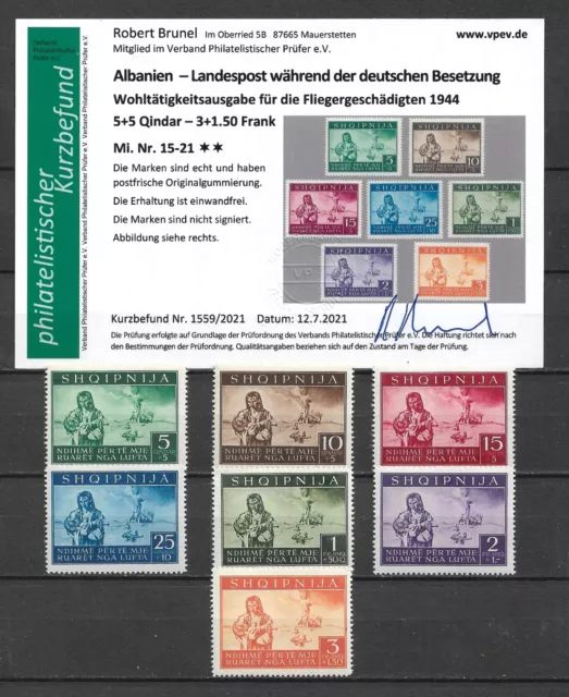 Dt. Besetzung "Albanien-Wohltätigkeitsausgabe 1944 Mi.Nr 15-21" Postfrisch