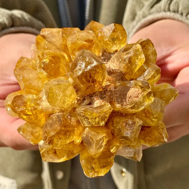 359G New Find Yellow Phantom Quartz Crystal Cluster Mineral Specimen Healing