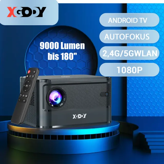 XGODY 4K HD LED WiFi Projektor 1080P Heimkino Beamer Leinwand HDMI USB Autofokus
