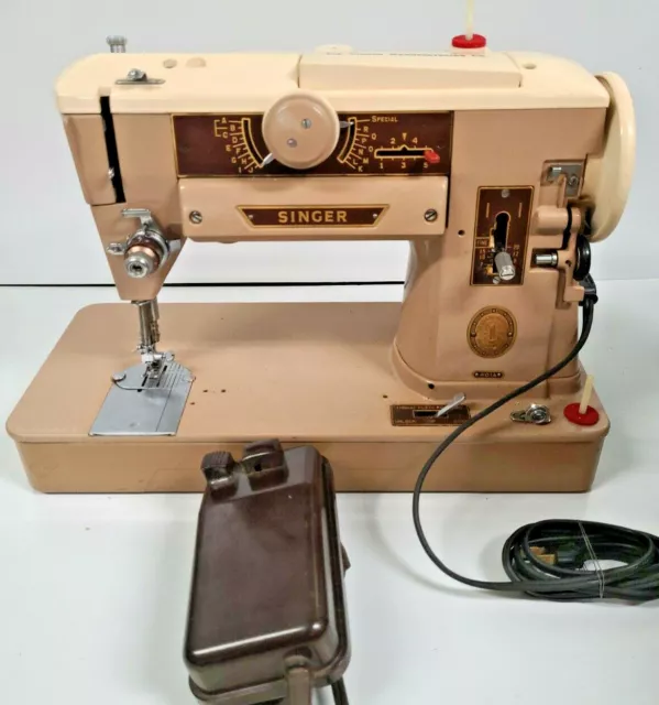 SINGER 401-A Slant-O-Matic Sewing Machine Vintage HEAVY DUTY Professional