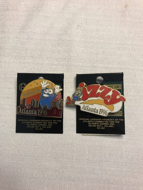 Lot Of 2 Vintage 1996 Atlanta Olympics Hat Lapel Pins Izzy New Old Stock NOS