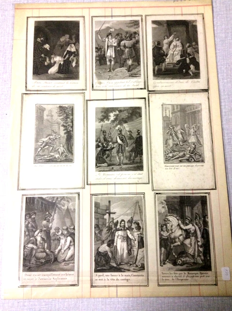 Lot de 9  gravures 17 18eme marie Stuart ...