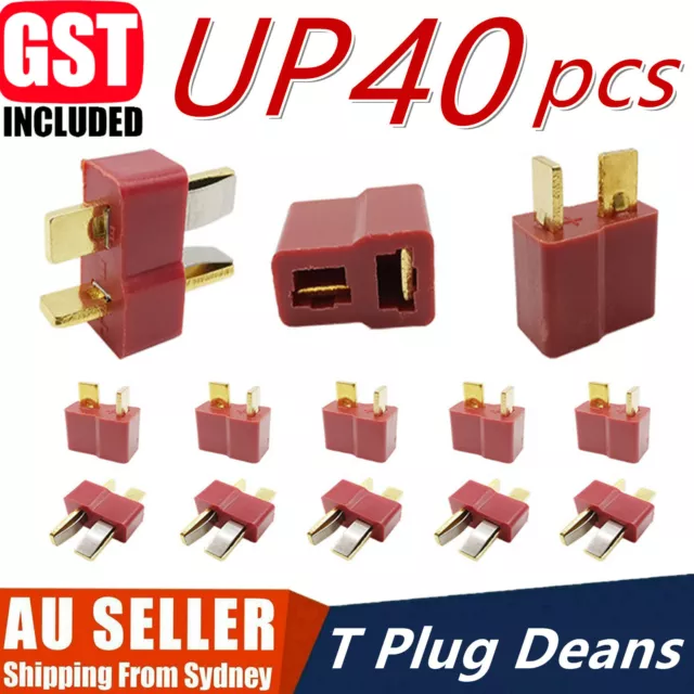 UP 40PCS T Plug Male & Female Deans Connectors Style For RC LiPo Battery New AU