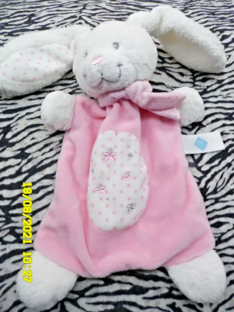 Ca/ Doudou Tex Baby Lapin Rose Rond Blanc Etoile Echarpe Pois 38Cm Tbe