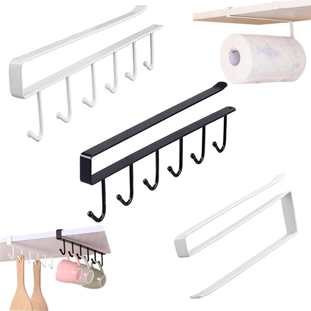 Ganci Sotto Armadietto Per Tazze - 2 Pezzi, Bianchi, Senza Fori, Carico 3 Kg, Per Cucina O Armadio - Foto 6