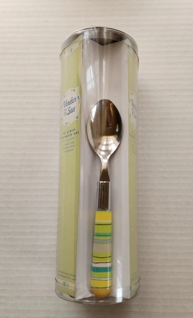 UNDER THE SEA Collection 12 pc Flatware Silverware Stainless Striped