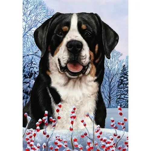 Winter House Flag - Greater Swiss Mountain Dog 15144