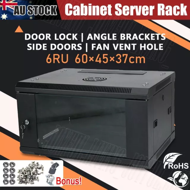 6RU 6U 19Inch 450mm Deep Wall Mount Cabinet Server Rack Data Network Comms AUS