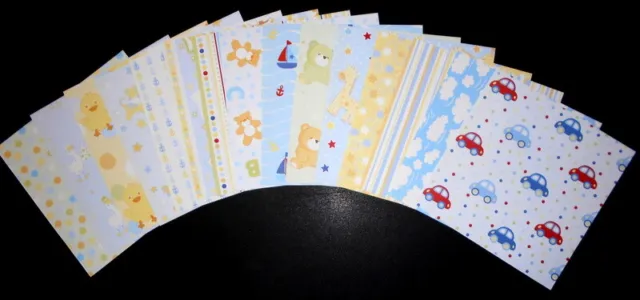 BABY BOY - 15 Scrapbooking/Cardmaking Papers  - 15cm x 15cm (6" x 6")