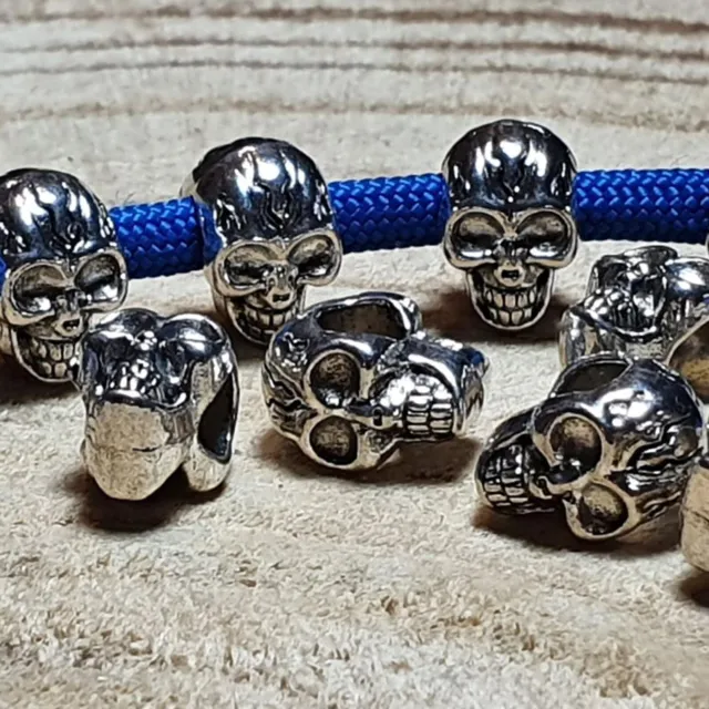 10 x Skull Totenkopf Bead Metall Perle Großlochperlen Paracord Schmuck basteln