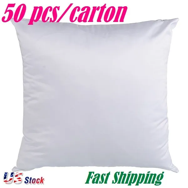US 50 PCS White Sublimation Blank Polyester Pillow Case Cushion Cover Printing