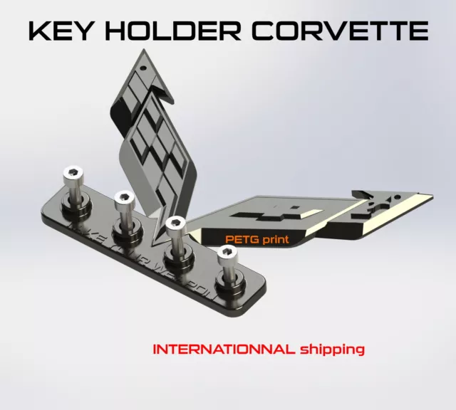 CORVETTE porte clé key ring 3d hooks rack c1 c2 c3 c4 c5 c6 c7 c8 hanger chevy