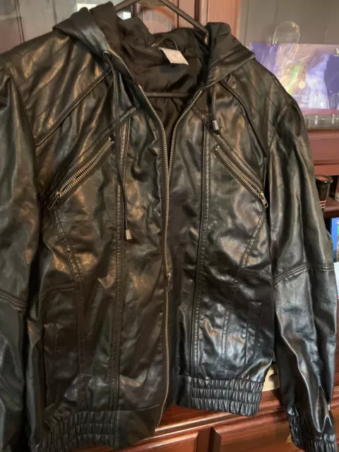 Womens Leather Jacket Hoodie Jacket