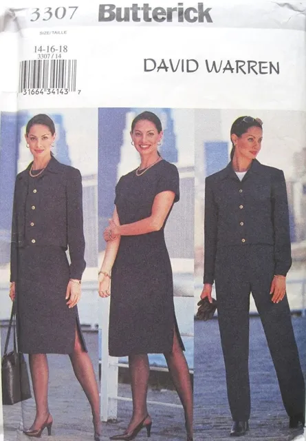 Butterick Sewing Pattern 3307 Jacket Dress Pants Suit Misses Size 14-18